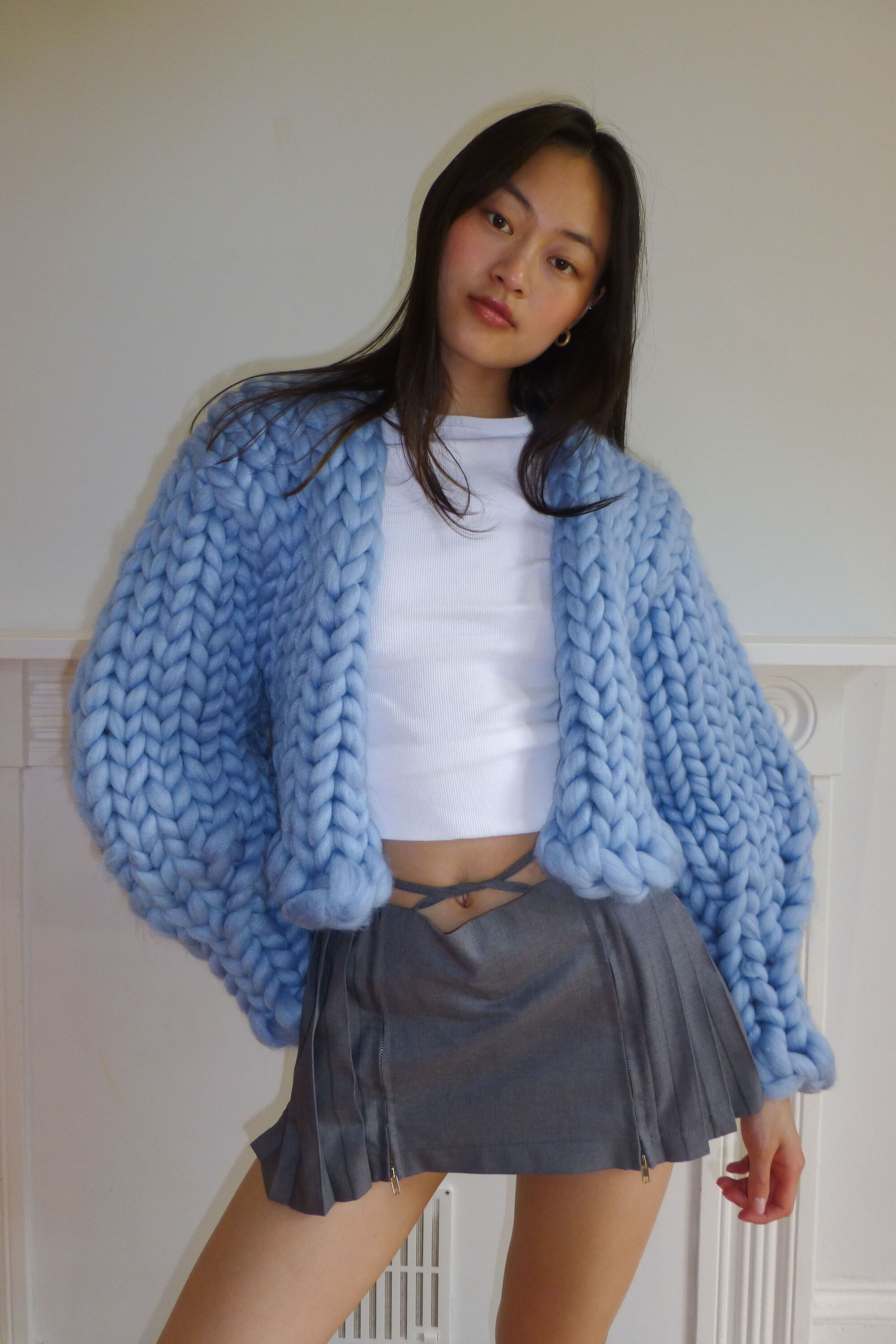 Block Blue Colossal Knit Jacket